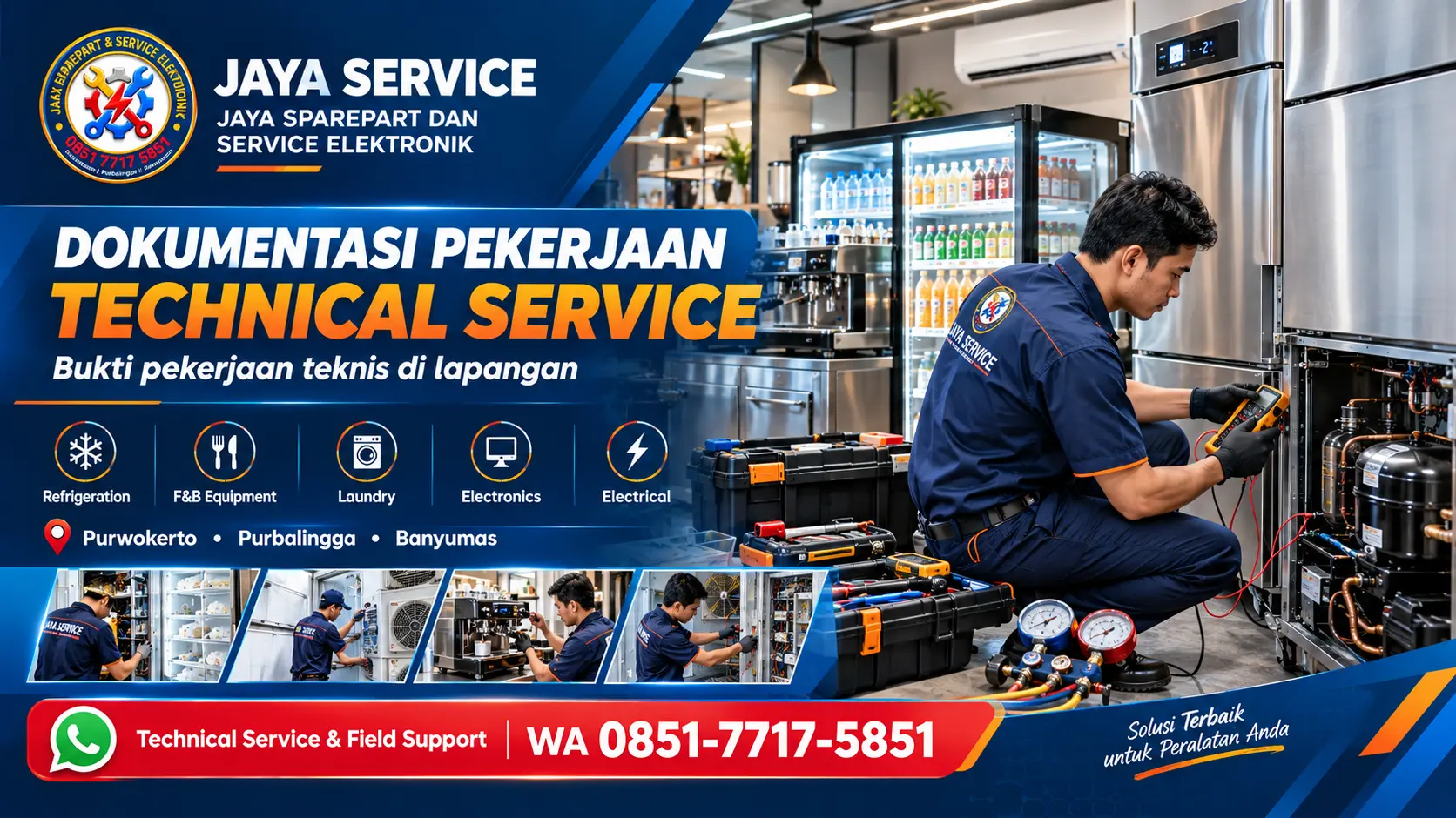 Dokumentasi pekerjaan technical service JAYA SERVICE — teknisi di lapangan, Purwokerto, Purbalingga, Banyumas