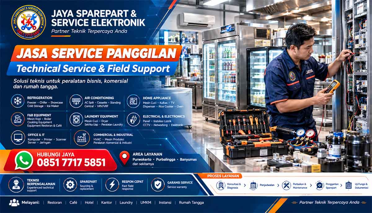Tim teknisi JAYA SERVICE — technical service panggilan Purwokerto untuk bisnis dan rumah tangga